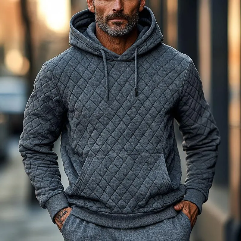 Men's Classic Quilted Embossed Padded Hoodie 99214711F sold by Manly product image thumbnail 2