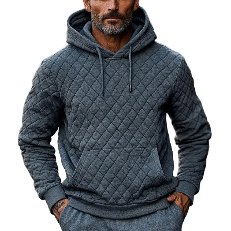 Men's Classic Quilted Embossed Padded Hoodie 99214711F made by Manly