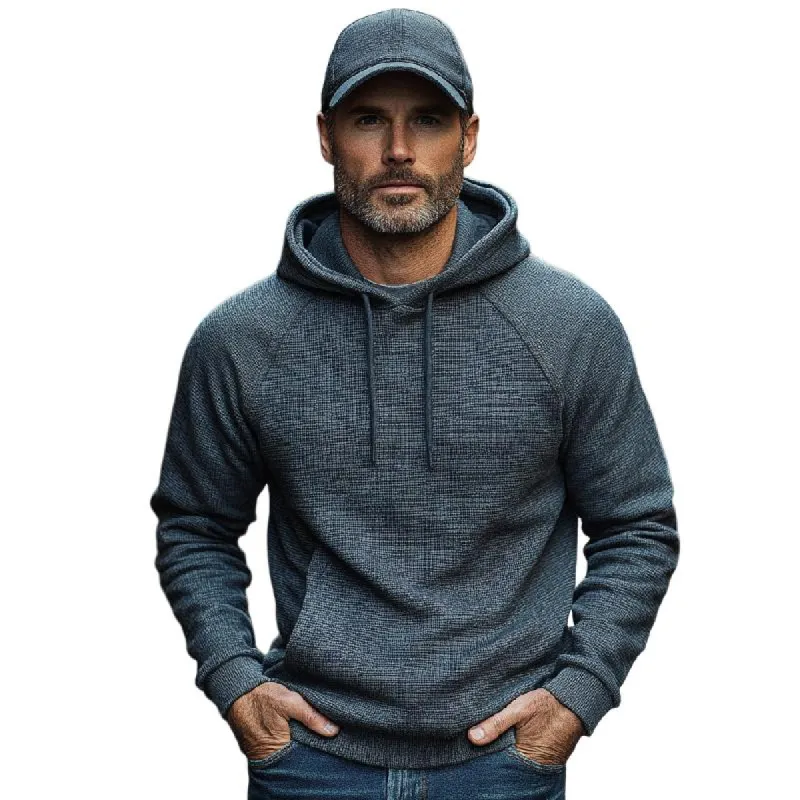 Men's Classic Casual Waffle Raglan Sleeve Hooded Sweatshirt 51669388F sold by Manly