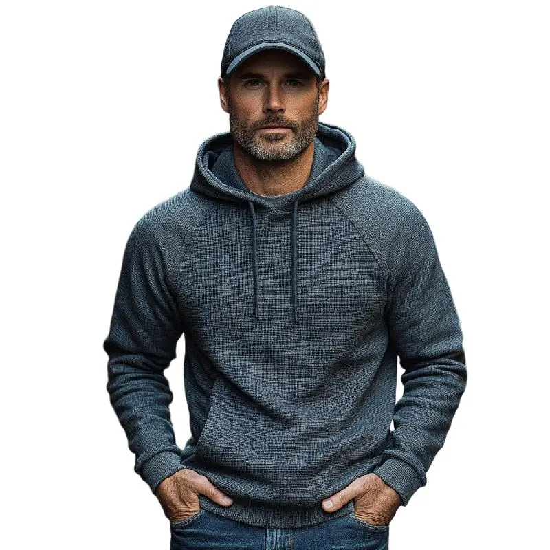 Men's Classic Casual Waffle Raglan Sleeve Hooded Sweatshirt 51669388F sold by Manly