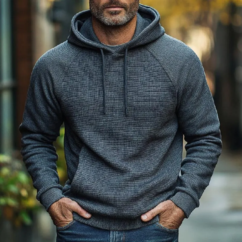 Men's Classic Casual Waffle Raglan Sleeve Hooded Sweatshirt 51669388F sold by Manly product image thumbnail 3