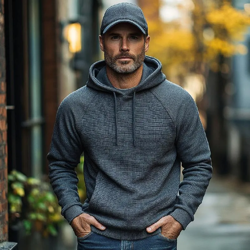 Men's Classic Casual Waffle Raglan Sleeve Hooded Sweatshirt 51669388F sold by Manly product image thumbnail 2