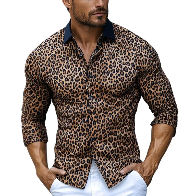 Men's Vintage Leopard Print Long Sleeve Shirt 62007275U sold by Manly