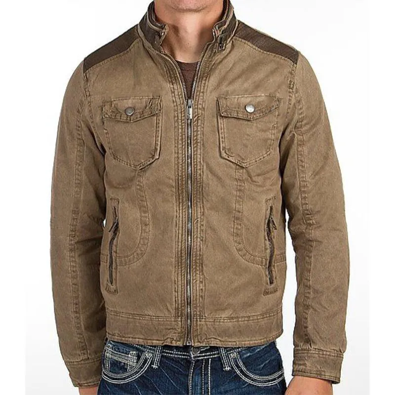 Men's Vintage Distressed Denim Stand Collar Zipper Jacket 60857207U sold by Manly