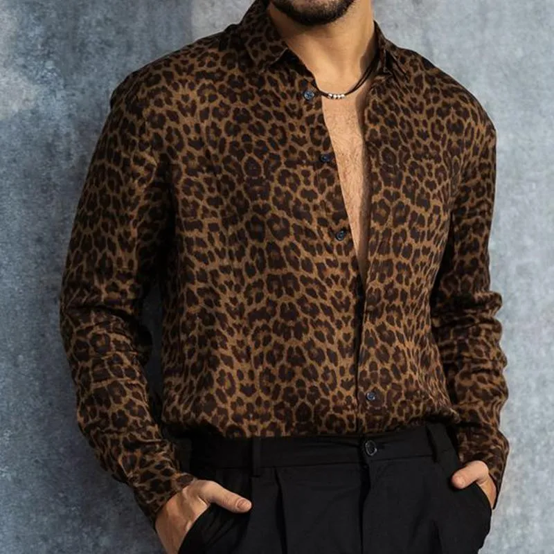 Men's Vintage Leopard Print Long Sleeve Shirt 05110487U sold by Manly product image thumbnail 3