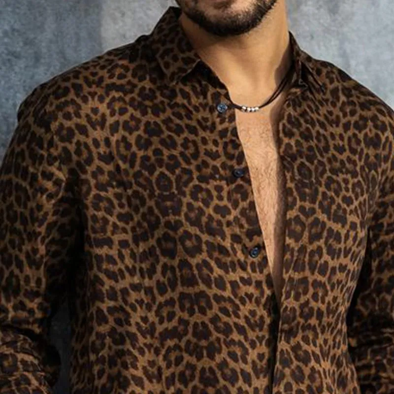 Men's Vintage Leopard Print Long Sleeve Shirt 05110487U sold by Manly product image thumbnail 4