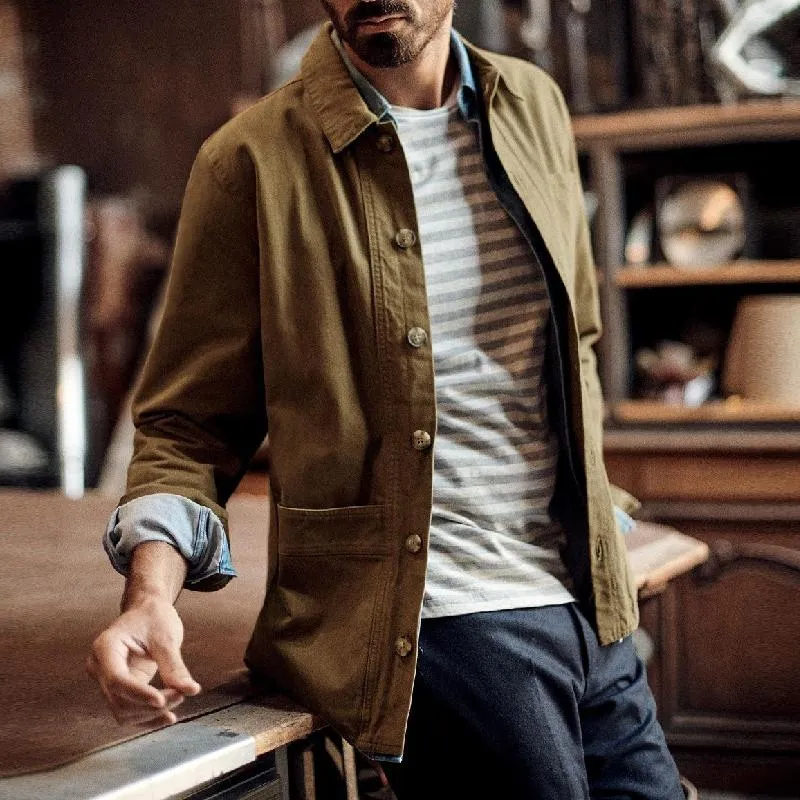 Men's Casual Outdoor Canvas Multi-pocket Lapel Loose Jacket 77490111M sold by Manly product image thumbnail 2