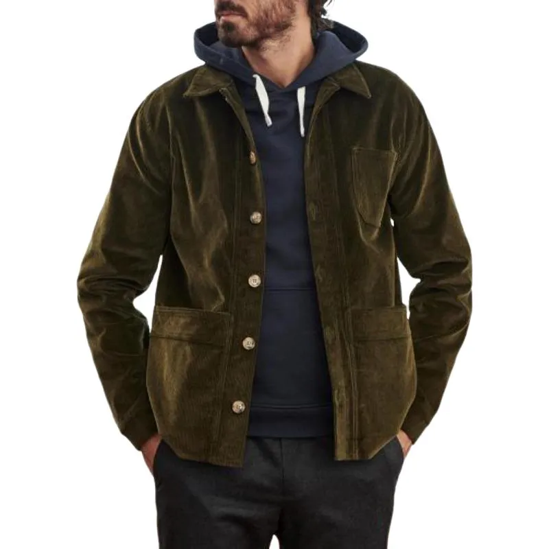 Men's Vintage Suede Multi-Pocket Lapel Loose Jacket 20607119M sold by Manly