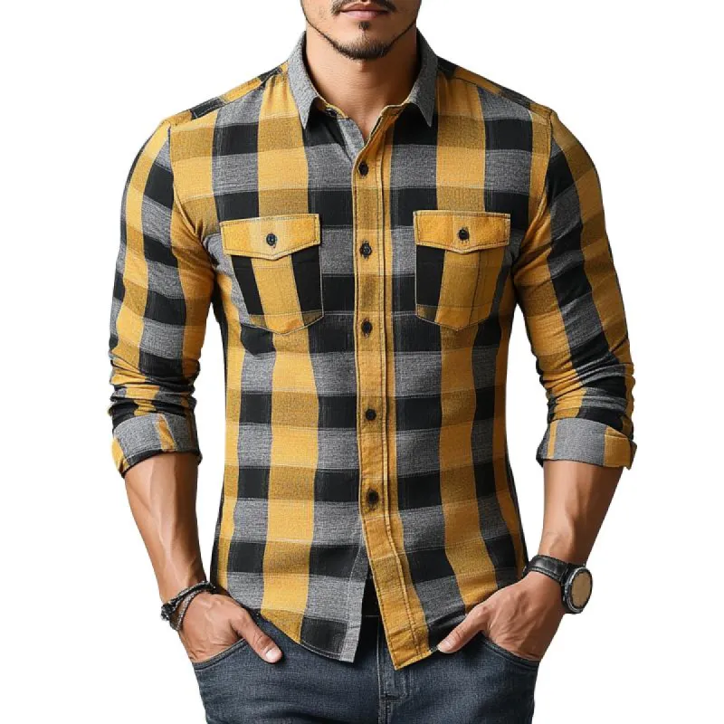 Men's Classic Casual Plaid Slim Fit Long Sleeve Shirt 65685615K sold by Manly