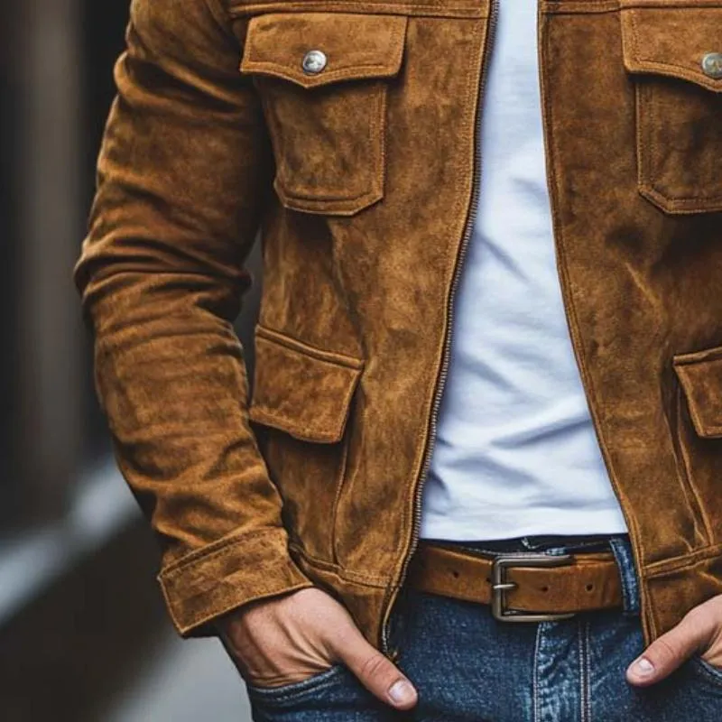 Men's Classic Casual Multi-Pocket Suede Jacket 54359712K sold by Manly product image thumbnail 4