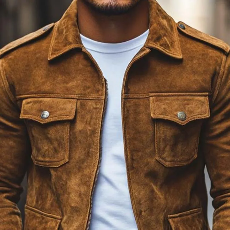 Men's Classic Casual Multi-Pocket Suede Jacket 54359712K sold by Manly product image thumbnail 3