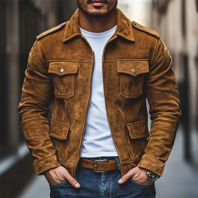 Men's Classic Casual Multi-Pocket Suede Jacket 54359712K sold by Manly product image thumbnail 2