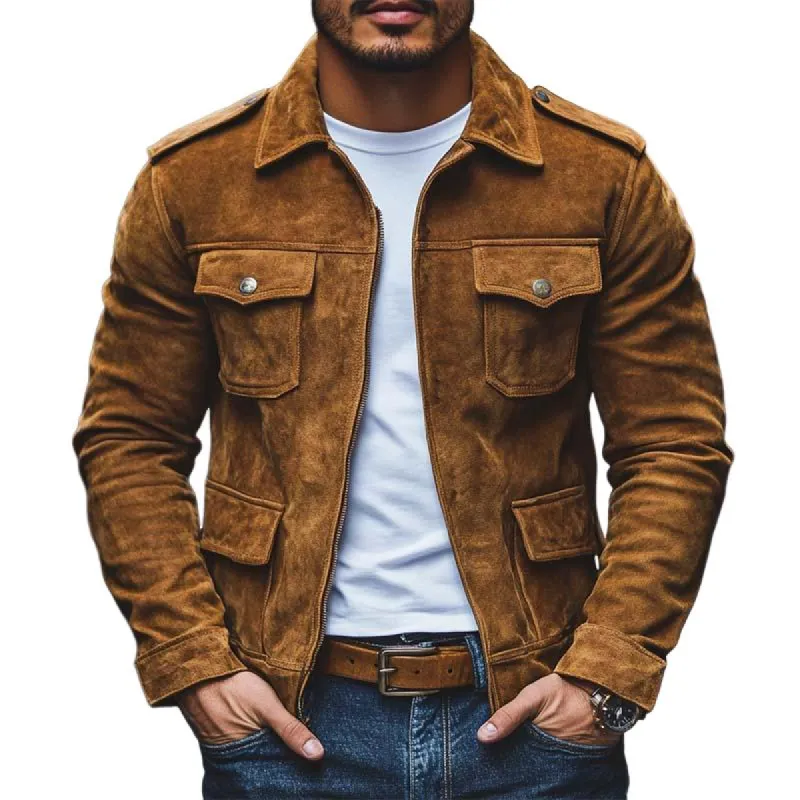 Men's Classic Casual Multi-Pocket Suede Jacket 54359712K sold by Manly