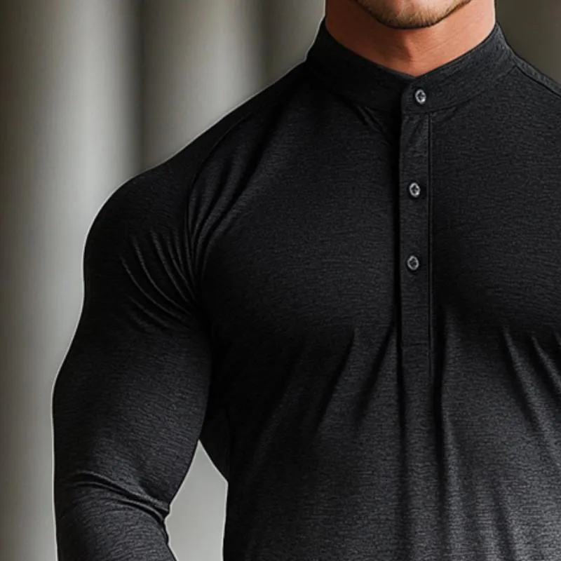 Men's Retro Casual Gradient Stand Collar Long Sleeve T-Shirt 40017227TO sold by Manly product image thumbnail 3