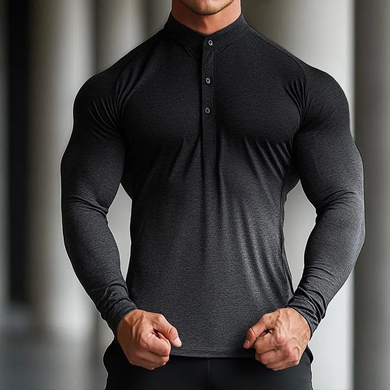 Men's Retro Casual Gradient Stand Collar Long Sleeve T-Shirt 40017227TO sold by Manly product image thumbnail 2