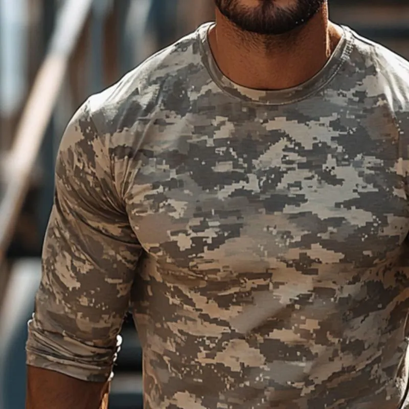 Men's Retro Casual Camouflage Printed Round Neck Long Sleeve T-Shirt 71775928TO sold by Manly product image thumbnail 3