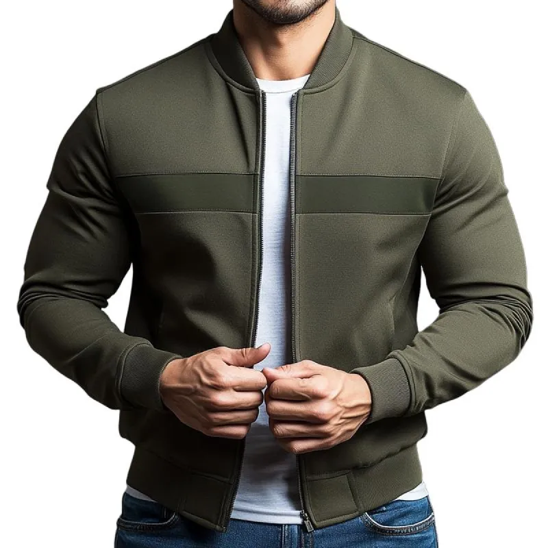 Men's Retro Casual Colorblock Sports Zipper Baseball Jacket 16524172TO sold by Manly