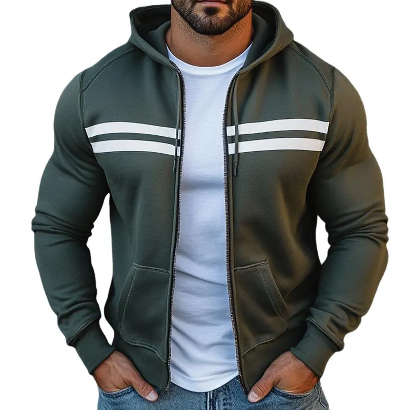 Men's Retro Casual Colorblock Sports Hooded Jacket 35309110TO sold by Manly