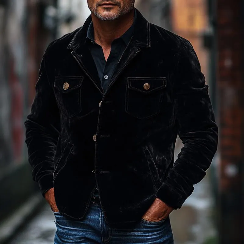 Men's Casual Lapel Velvet Jacket 83244120F sold by Manly product image thumbnail 2