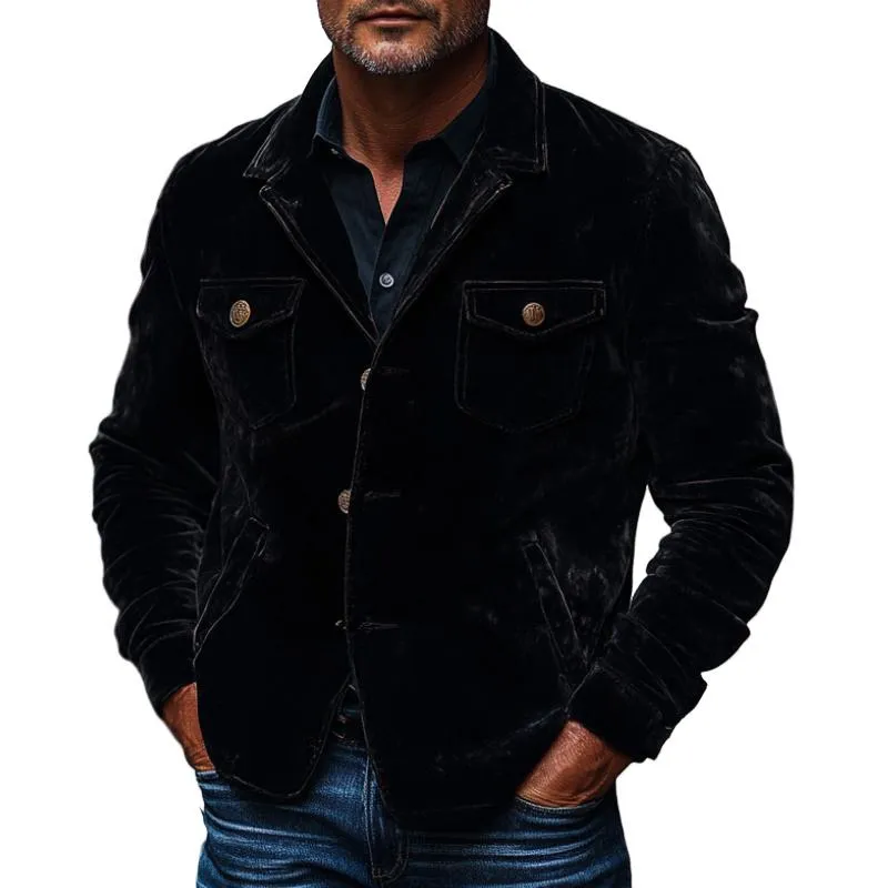 Men's Casual Lapel Velvet Jacket 83244120F sold by Manly
