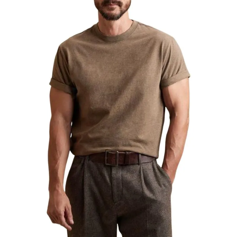 Men's Casual Cotton Round Neck Slim Fit Short Sleeve T-Shirt 80222939M sold by Manly