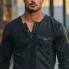 Men's Vintage Distressed Henley Collar Long Sleeve T-Shirt 88474232X sold by Manly
