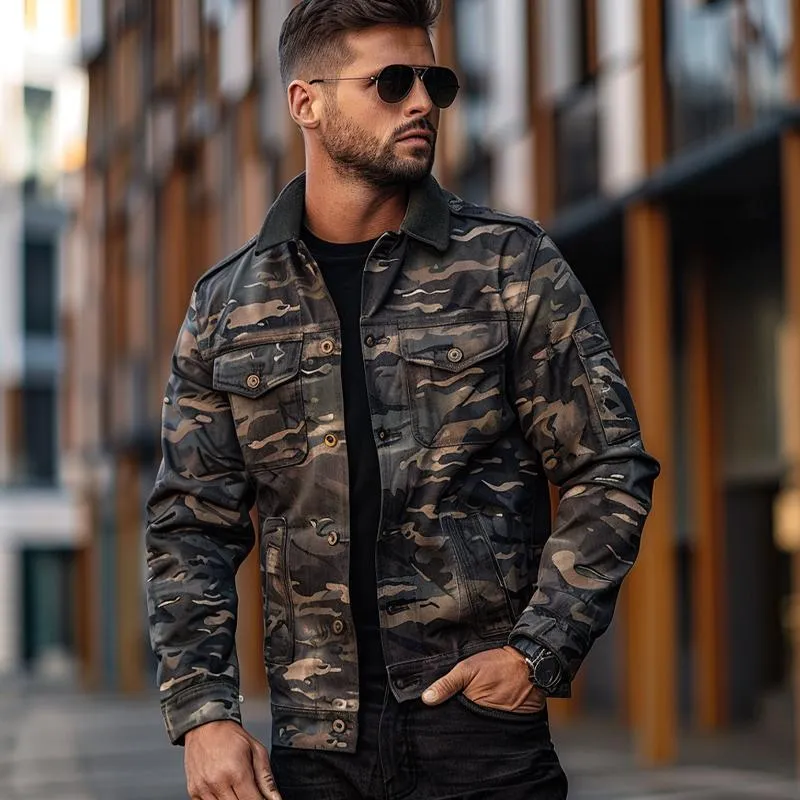 Men's Camouflage Patchwork Lapel Jacket 45375689X sold by Manly product image thumbnail 3