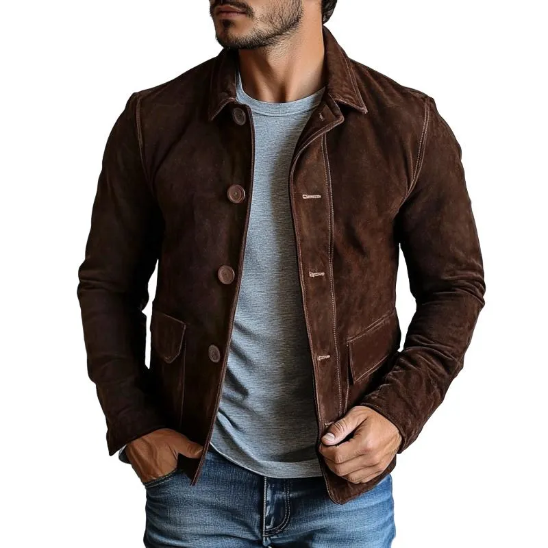 Men's Vintage Suede Single Breasted Lapel Jacket 14375508Y sold by Manly