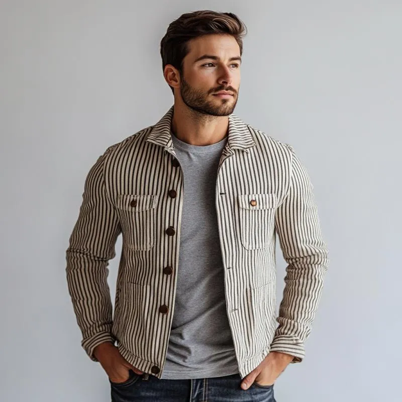 Men's Vintage Casual Striped Single Breasted Jacket 63521497Y sold by Manly product image thumbnail 3