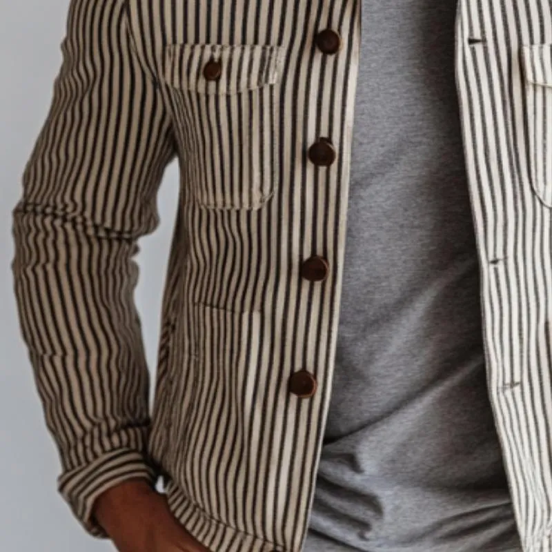 Men's Vintage Casual Striped Single Breasted Jacket 63521497Y sold by Manly product image thumbnail 2