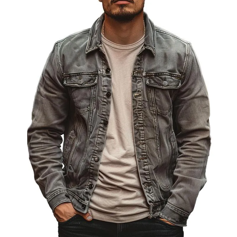Men's Vintage Lapel Denim Jacket 31118806X sold by Manly
