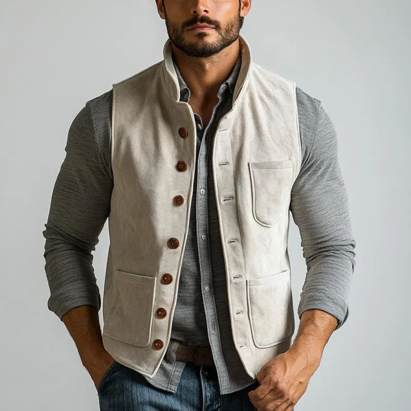 Men's Vintage Suede Multi-Pocket Single Breasted Vest 38578345Y sold by Manly product image thumbnail 3