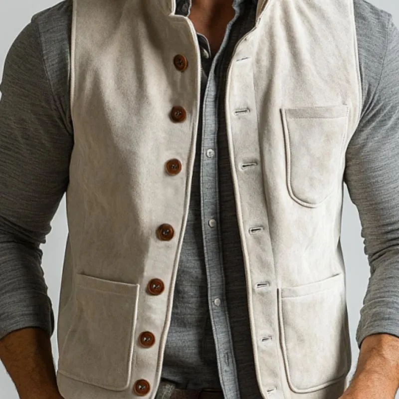 Men's Vintage Suede Multi-Pocket Single Breasted Vest 38578345Y sold by Manly product image thumbnail 2