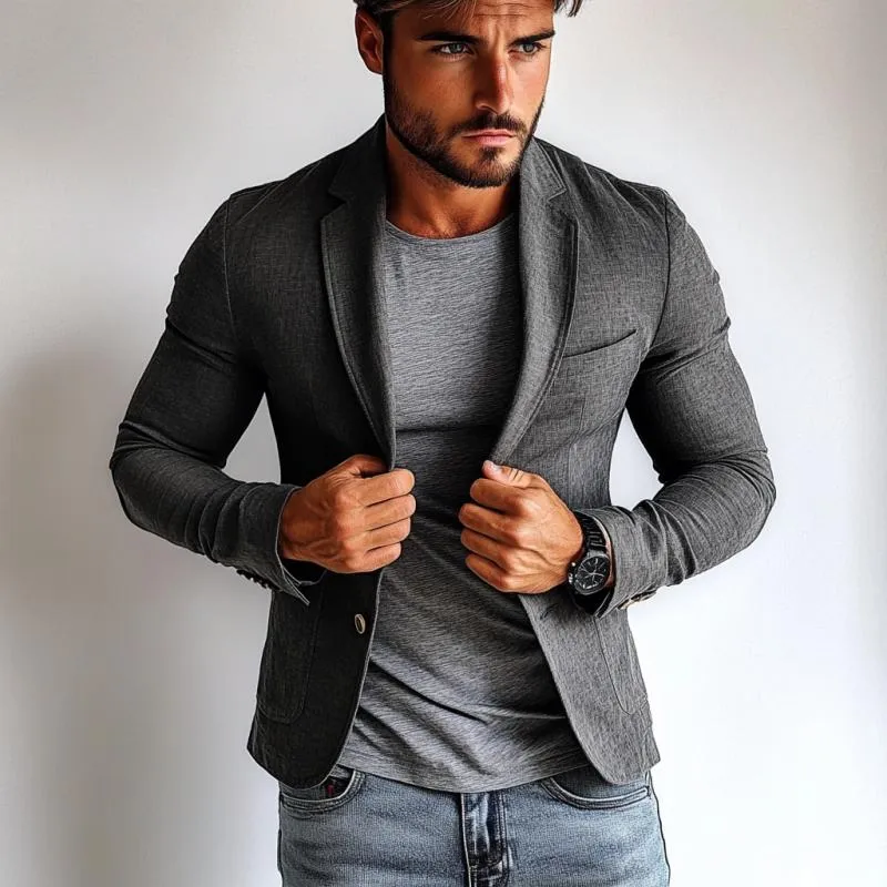 Men's Vintage Linen Single Breasted Lapel Slim Fit Blazer 30466991Y sold by Manly product image thumbnail 3