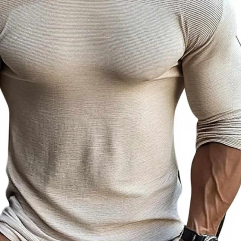 Men's Casual Large Round Neck Slim Fit Long Sleeve T-Shirt 05070620Y sold by Manly product image thumbnail 2