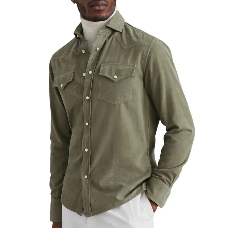 Men's Fashionable All-match Lapel Long-sleeved Shirt 60917777F sold by Manly product image thumbnail 2