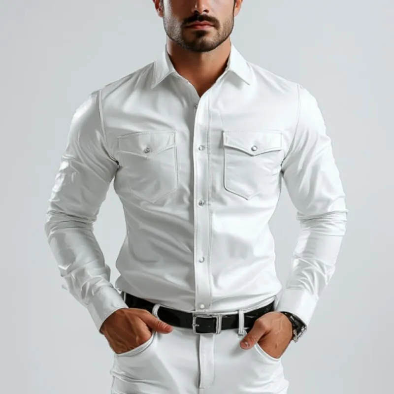 Men's Classic Casual Slim Fit Leather Long Sleeve Shirt 88102821K sold by Manly product image thumbnail 2