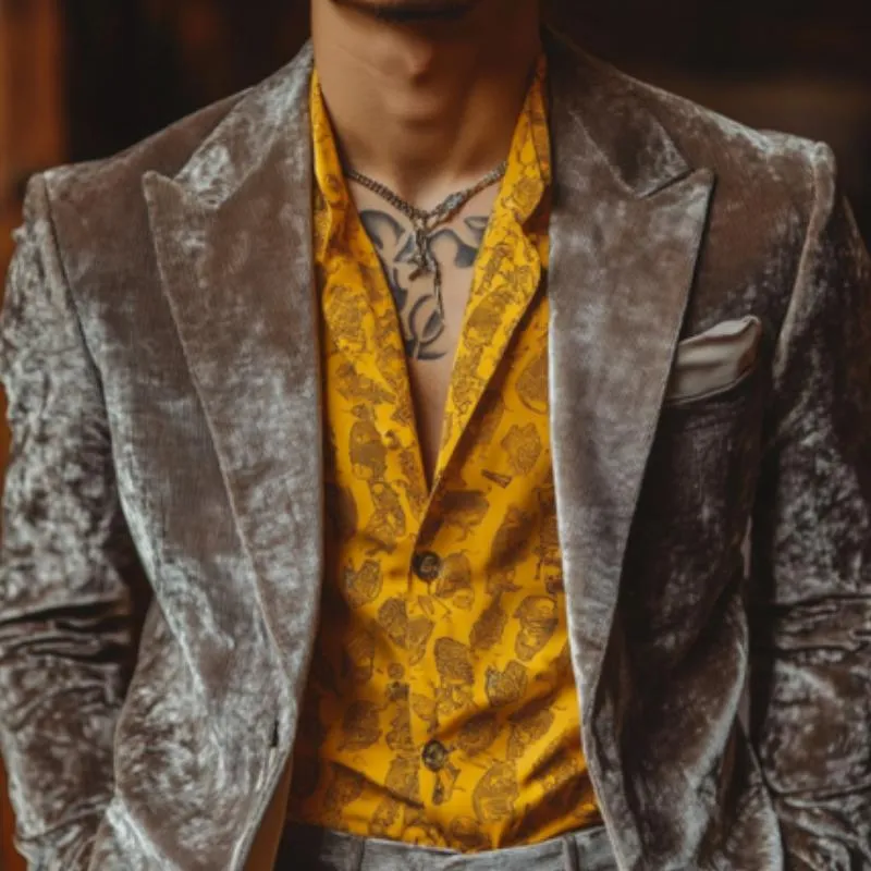 Men's Stylish Casual Single-breasted Velvet Blazer 09582410K sold by Manly product image thumbnail 3