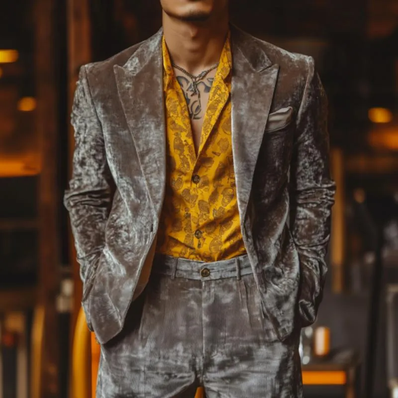 Men's Stylish Casual Single-breasted Velvet Blazer 09582410K sold by Manly product image thumbnail 2