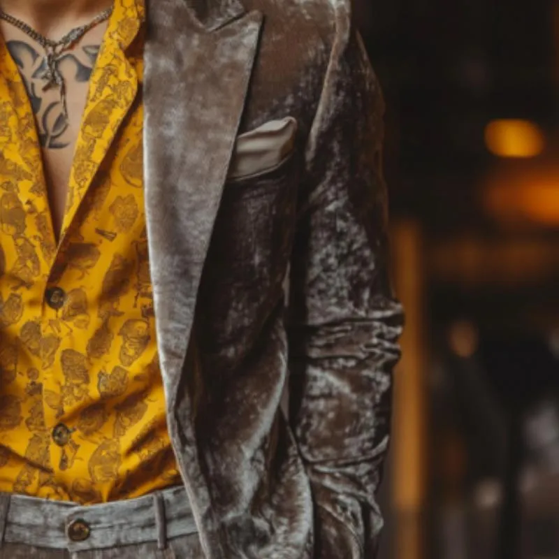 Men's Stylish Casual Single-breasted Velvet Blazer 09582410K sold by Manly product image thumbnail 4