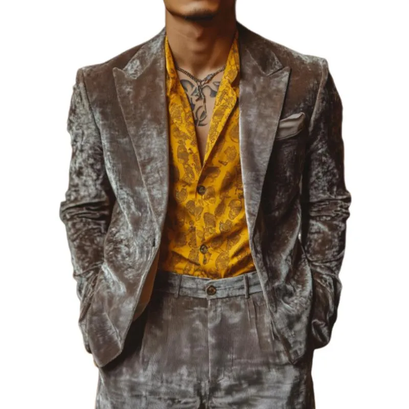 Men's Stylish Casual Single-breasted Velvet Blazer 09582410K sold by Manly
