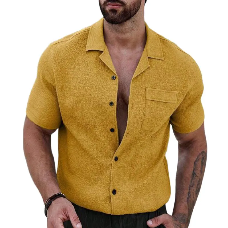 Men's Vintage Notched Lapel Short Sleeve Shirt 66595327U sold by Manly