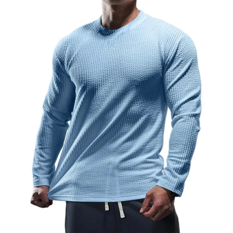 Men's Solid Color Round Neck Long Sleeve T-shirt 84648076Z sold by Manly