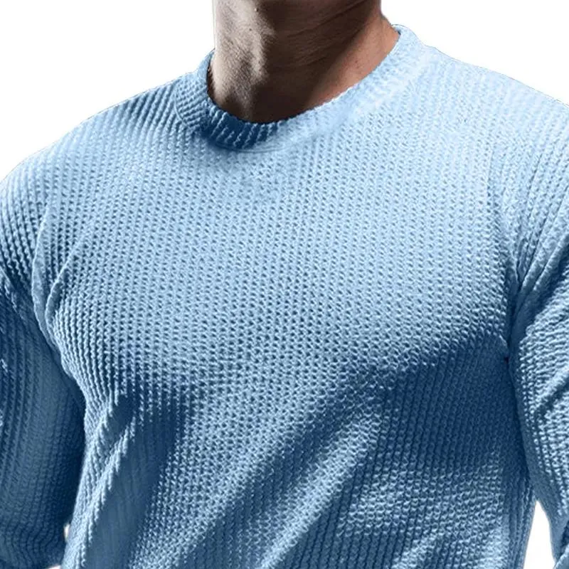 Men's Solid Color Round Neck Long Sleeve T-shirt 84648076Z sold by Manly product image thumbnail 2