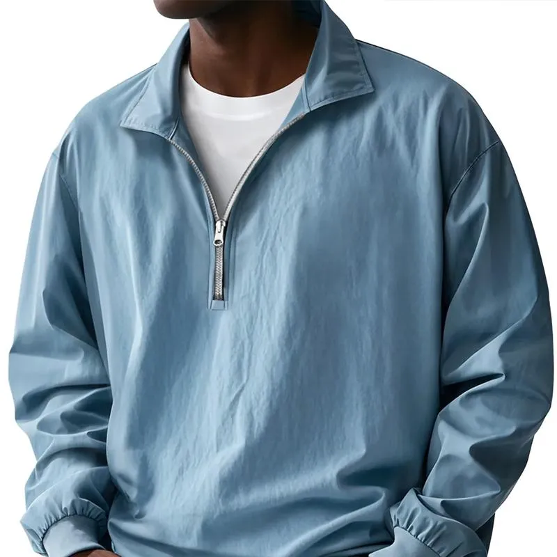 Men's Solid Color Loose Lapel Long Sleeve Polo Shirt 61855874Z sold by Manly product image thumbnail 2