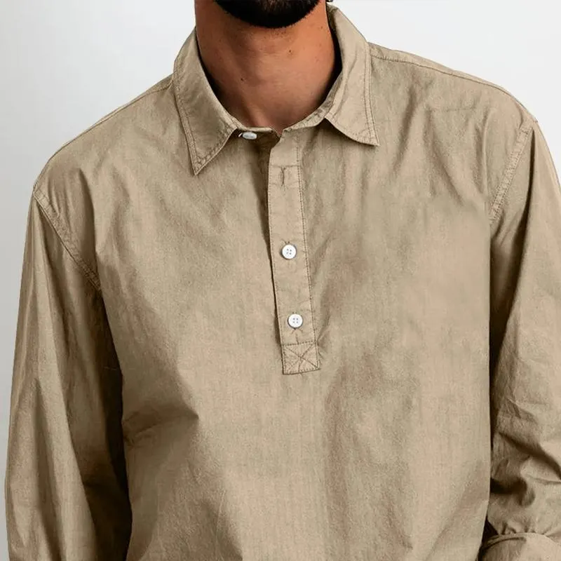 Men's Solid Color Lapel Long Sleeve Shirt 55068185Z sold by Manly product image thumbnail 3