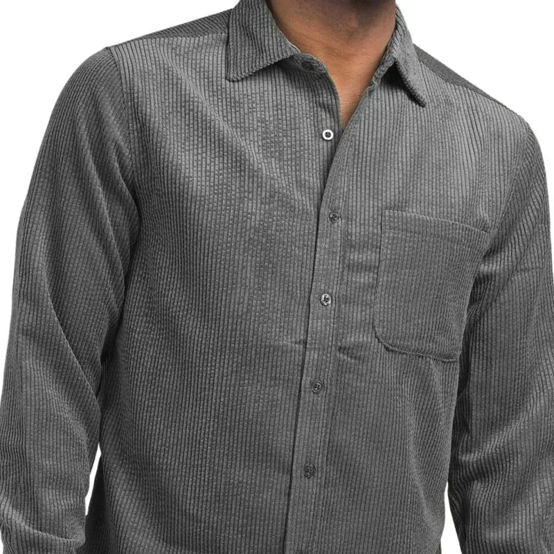 Men's Solid Color Corduroy Lapel Long Sleeve Shirt 25690738Z sold by Manly product image thumbnail 2