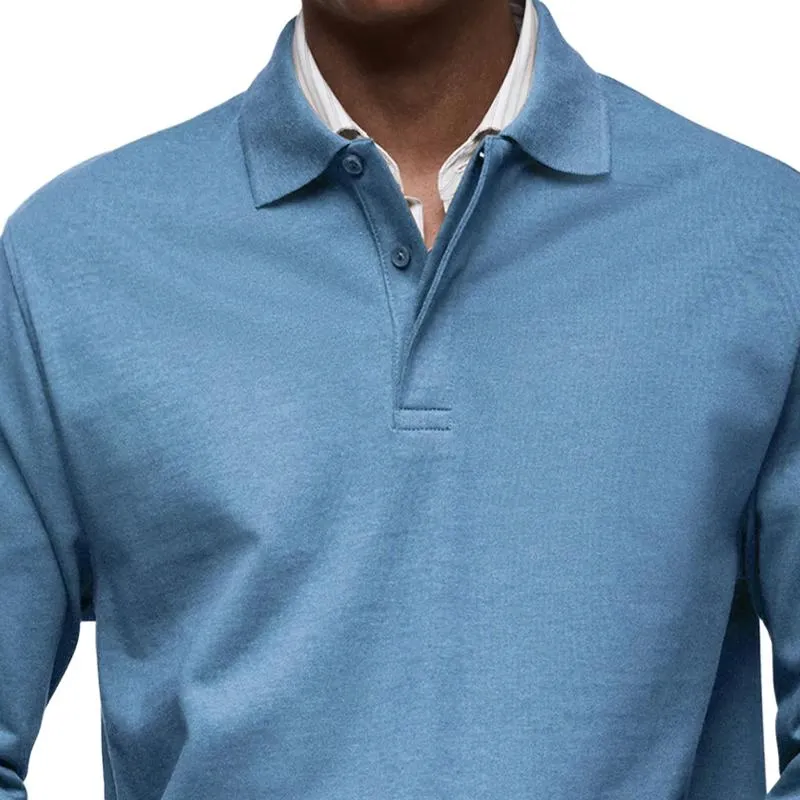 Men's Solid Color Lapel Long Sleeve Polo Shirt 04827705Z sold by Manly product image thumbnail 2