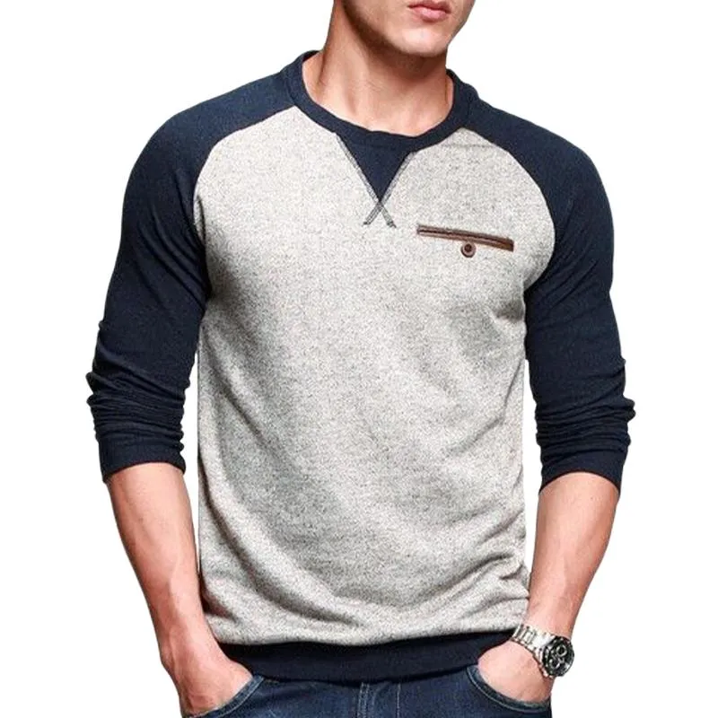 Men's Retro Colorblock Round Neck Long Sleeve T-Shirt 87441641U sold by Manly