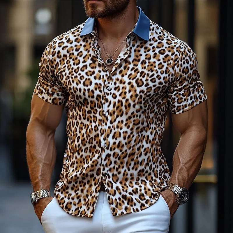 Men's Vintage Leopard Print Short Sleeve Shirt 03082843U sold by Manly product image thumbnail 2